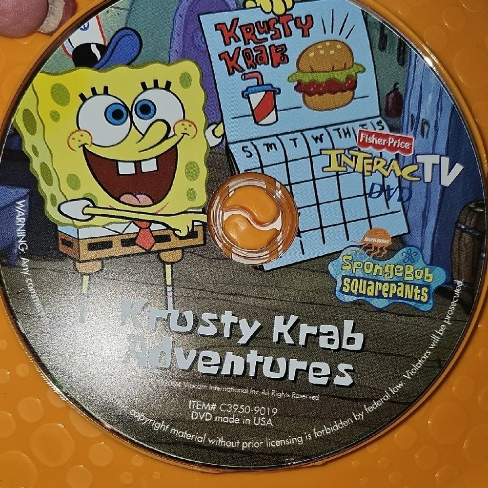 Fisher-Price InteractivTV SpongeBob Krusty Krab Adventures DVD in Orange Case